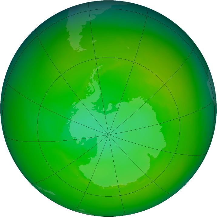 Antarctic ozone map for December 1991